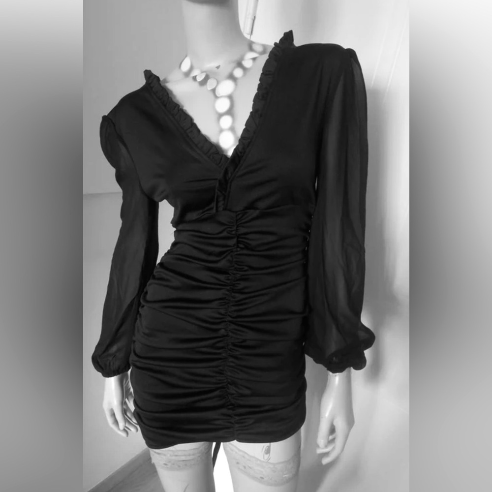 NWT Black Ruched Dress